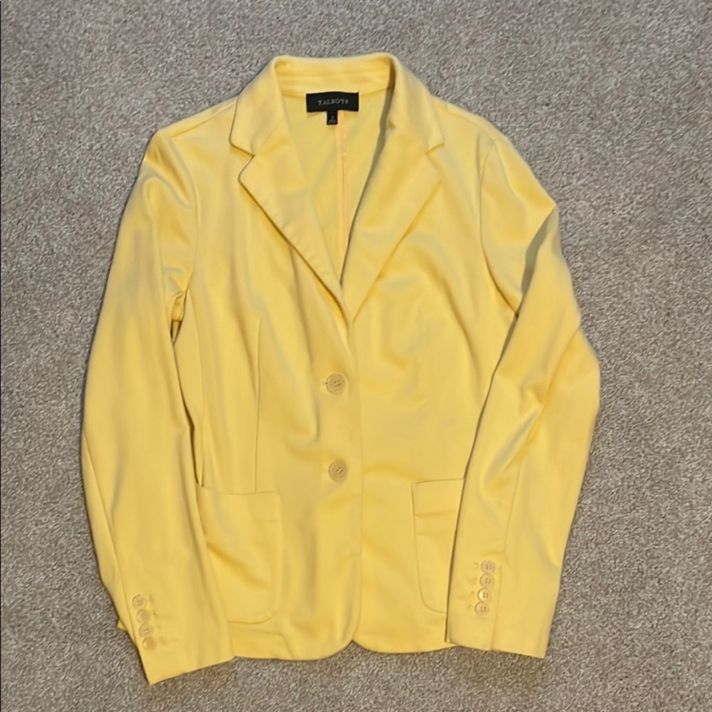 Talbots Yellow Textured Blazer with Notched Lapels
